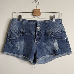 No Boundries Vintage Juniors Sz 11 Y2K Denim Micro Low Rise Jean Shorts Festival